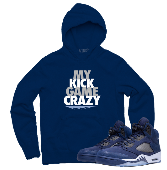 Jordan 5 Midnight Navy crazy navy blue hoodie-Lacing Up
