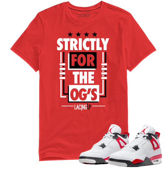 Jordan 4 red cement ogs red tee-Lacing Up
