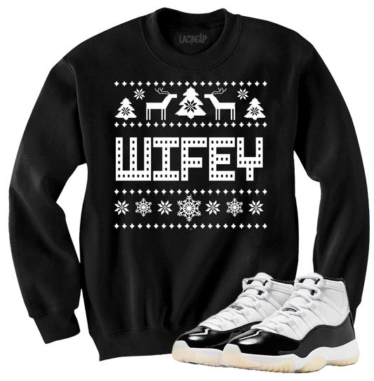 Jordan 11 Gratitude wifey black crewneck sweater-Lacing Up