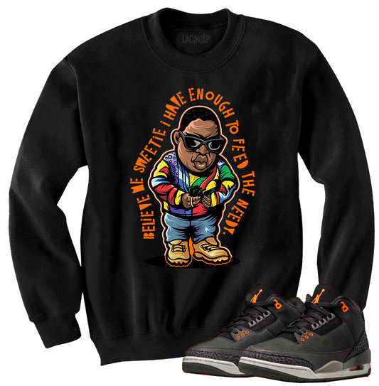 Jordan 3 Fear needy black crewneck sweater-Lacing Up