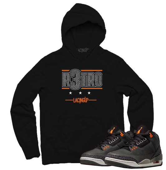 Jordan 3 Fear R3tro black hoodie-Lacing Up