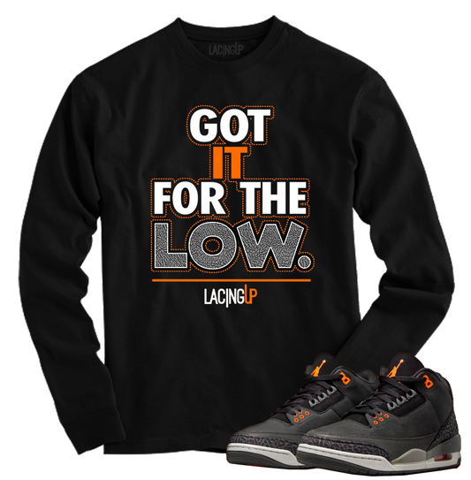 Jordan 3 Fear for the low black long sleeve tee-Lacing Up