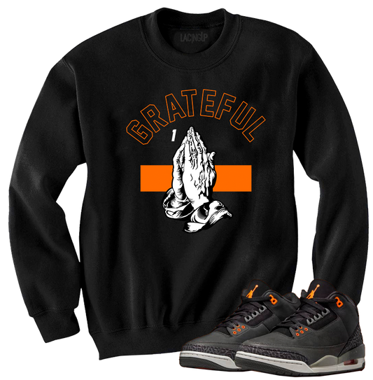 Jordan 3 Fear grateful black crewneck sweater-Lacing Up