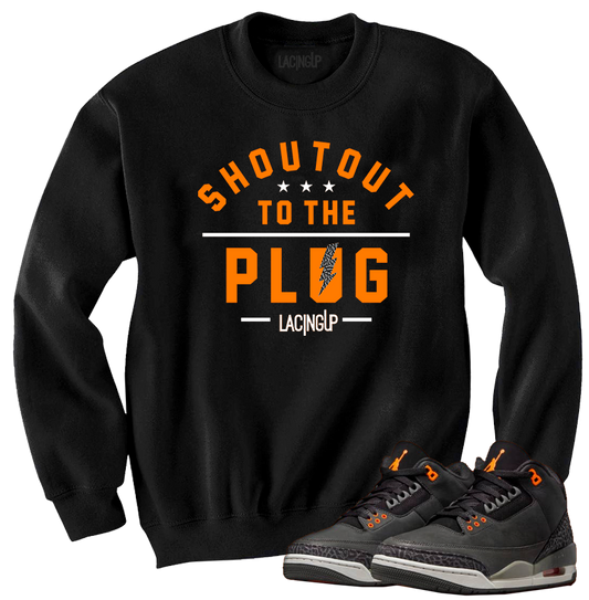 Jordan 3 Fear plug black crewneck sweater-Lacing Up