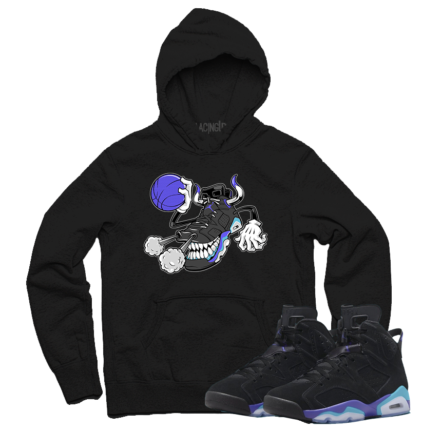 Jordan 6 Aqua blowing smoke black hoodie-Lacing Up