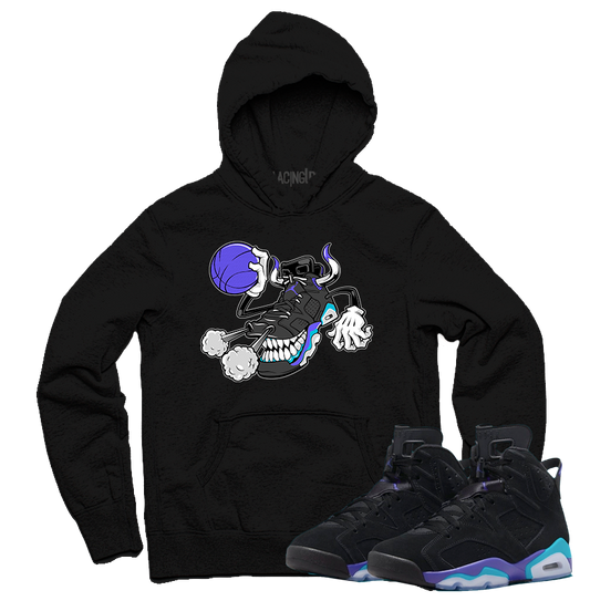 Jordan 6 Aqua blowing smoke black hoodie-Lacing Up