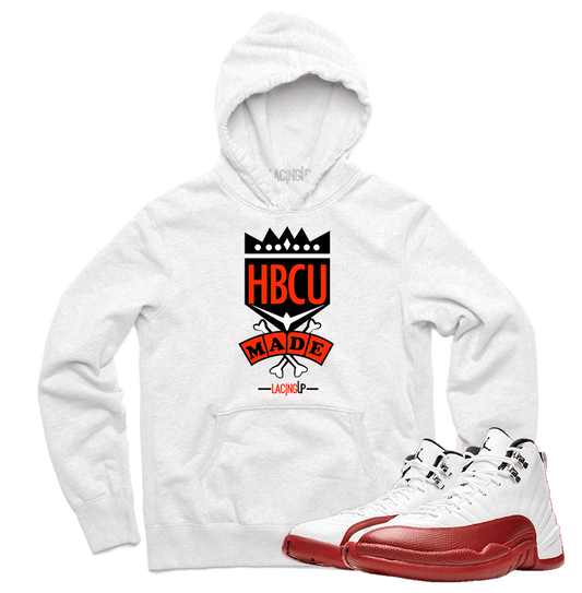 Jordan 12 Cherry hbcu white hoodie-Lacing Up