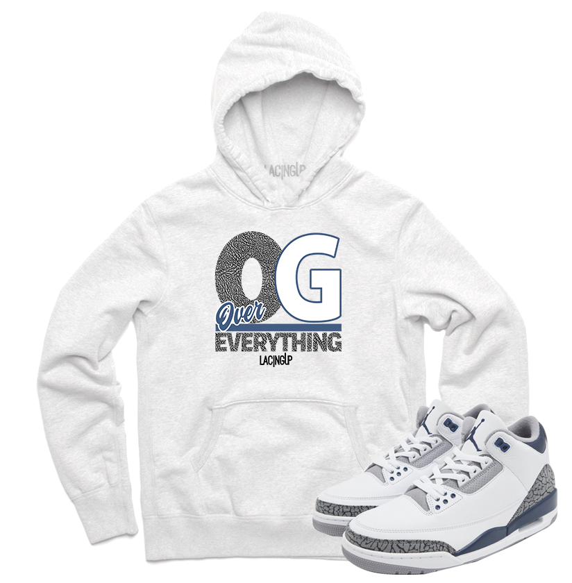Jordan 3 white navy cement Og over everything white hoodie Lacing Up SneakerOutfits