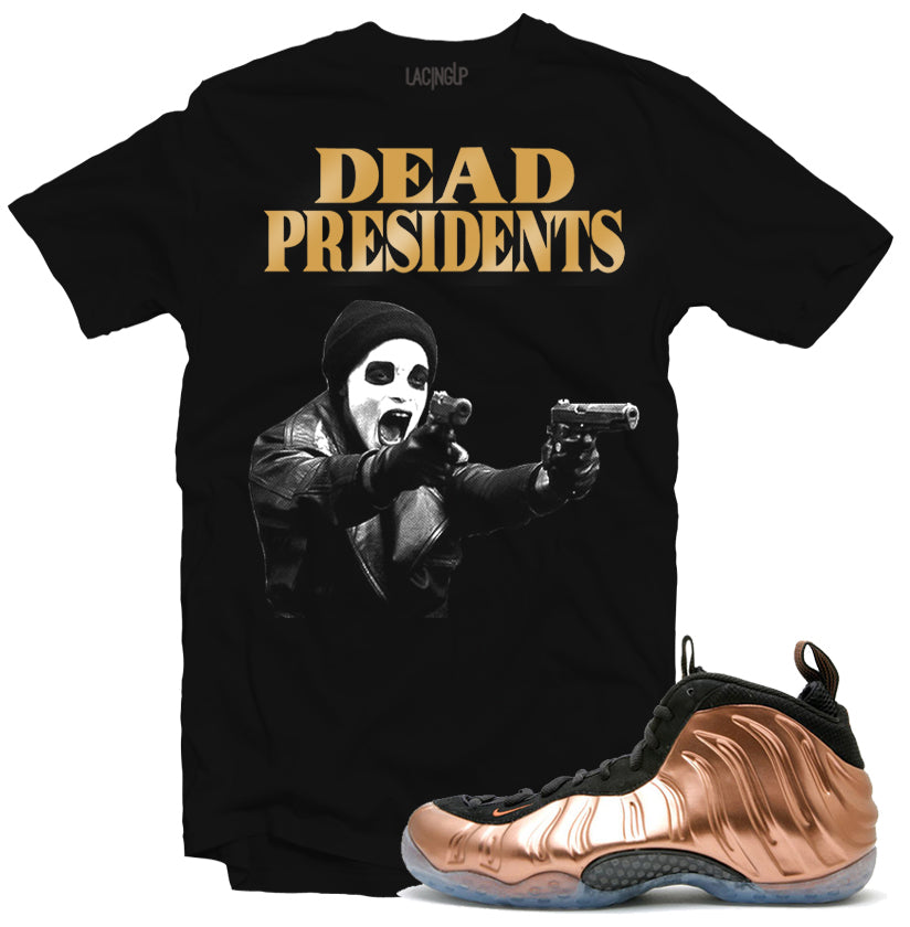 Foamposite Metallic Copper 2 guns black tee-Lacing Up