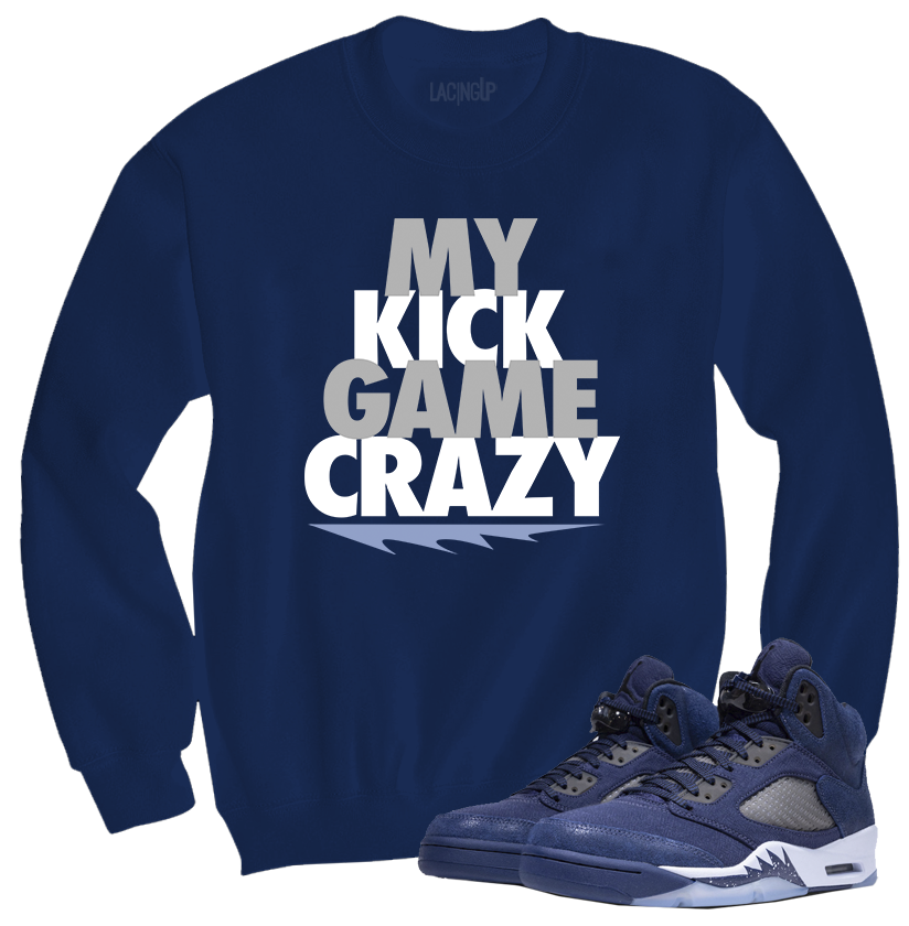Jordan 5 Midnight Navy crazy navy blue crewneck sweater-Lacing Up