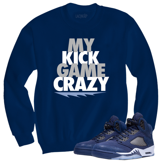 Jordan 5 Midnight Navy crazy navy blue crewneck sweater-Lacing Up