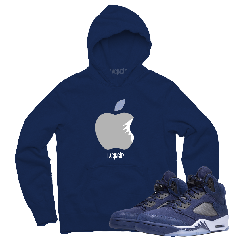 Jordan 5 Midnight Navy apple navy blue hoodie-Lacing Up