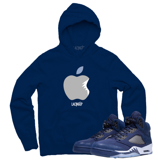 Jordan 5 Midnight Navy apple navy blue hoodie-Lacing Up