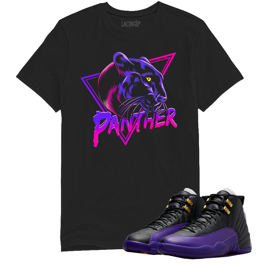 Jordan 12 field purple panther black tee-Lacing Up