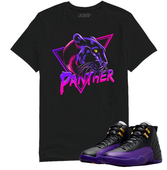 Jordan 12 field purple panther black tee-Lacing Up