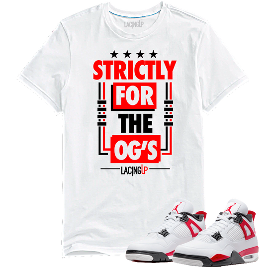 Jordan 4 red cement Ogs white tee-Lacing Up