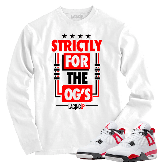 Jordan 4 red cement ogs white long sleeve tee-Lacing Up