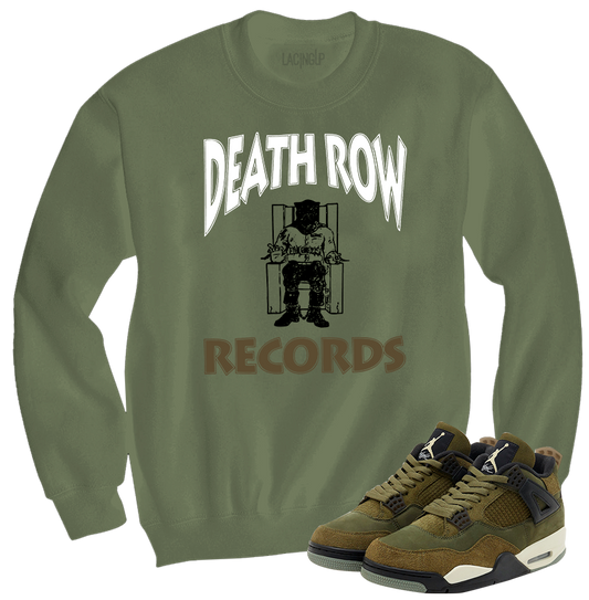Jordan 4 Olive craft death row olive crewneck sweater-Lacing Up