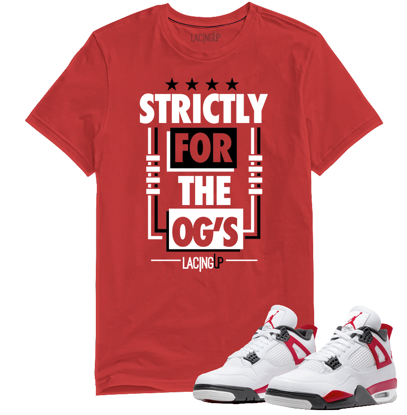Jordan 4 red cement ogs red tee-Lacing Up