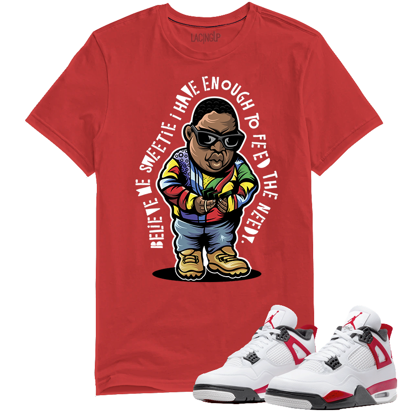 Jordan 4 red cement needy red tee-Lacing Up