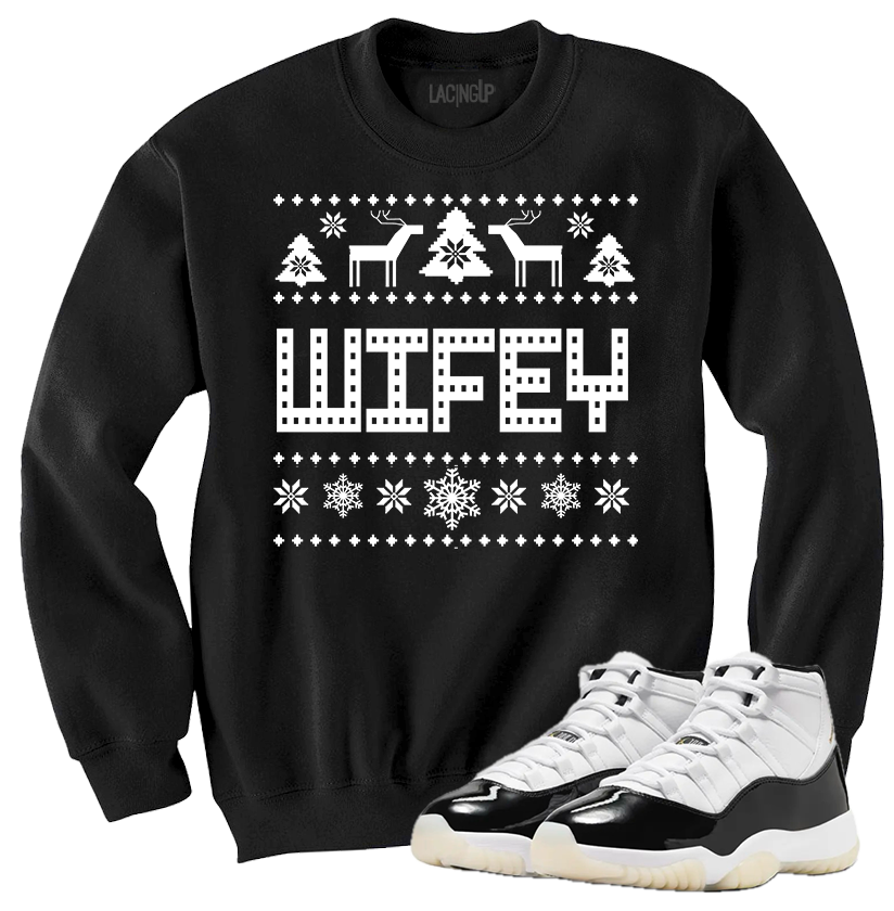 Jordan 11 Gratitude wifey black crewneck sweater-Lacing Up