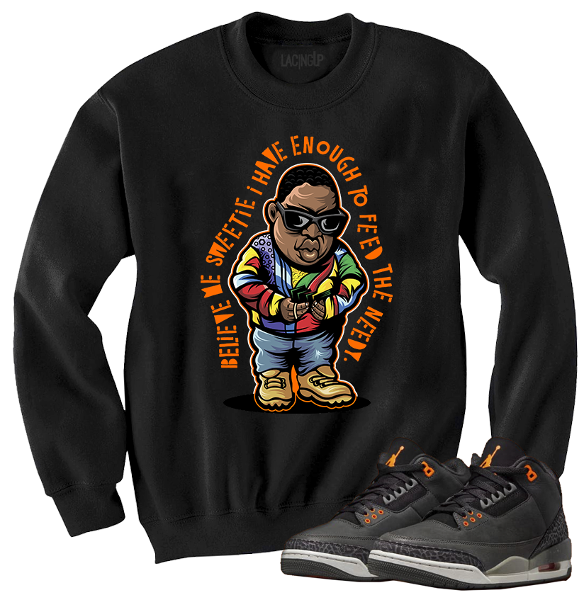 Jordan 3 Fear needy black crewneck sweater-Lacing Up