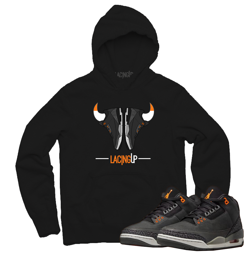 Jordan 3 Fear horns black hoodie-Lacing Up