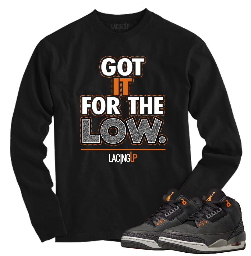 Jordan 3 Fear for the low black long sleeve tee-Lacing Up