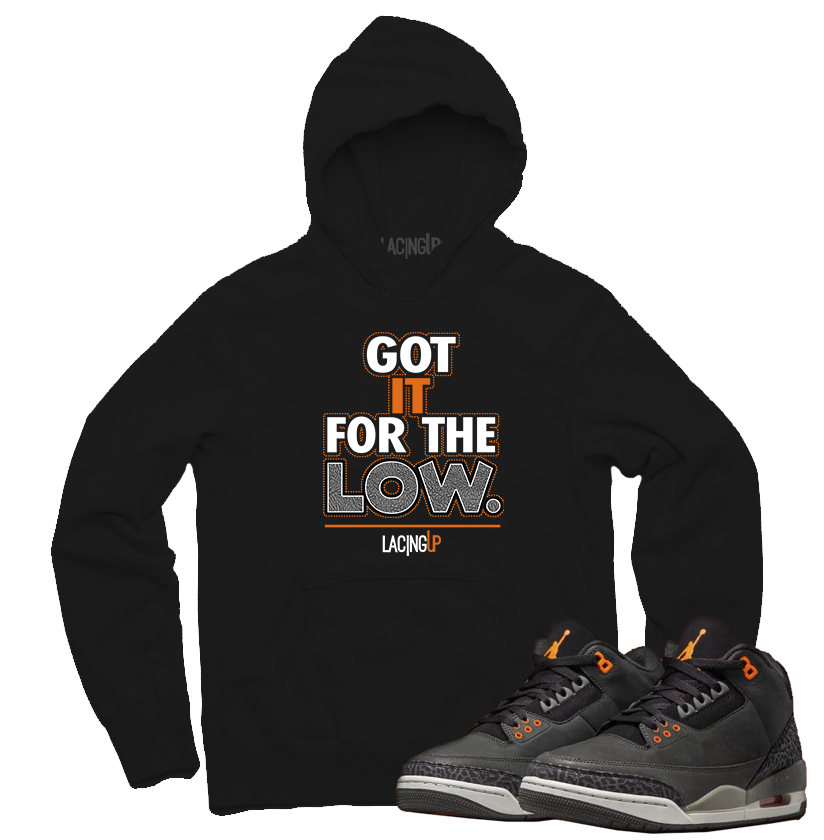 Jordan 3 Fear for the low black hoodie-Lacing Up