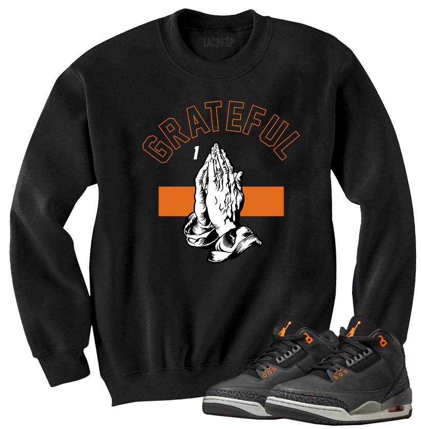 Jordan 3 Fear grateful black crewneck sweater-Lacing Up