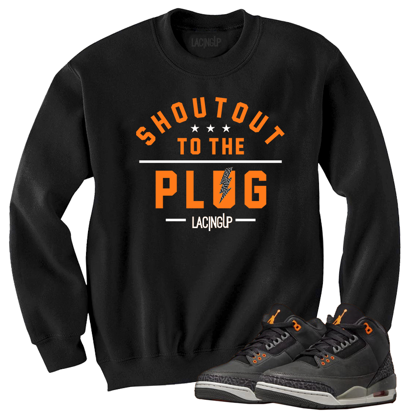 Jordan 3 Fear plug black crewneck sweater-Lacing Up