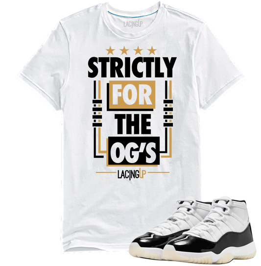 Jordan 11 Gratitude Og's white tee-Lacing Up