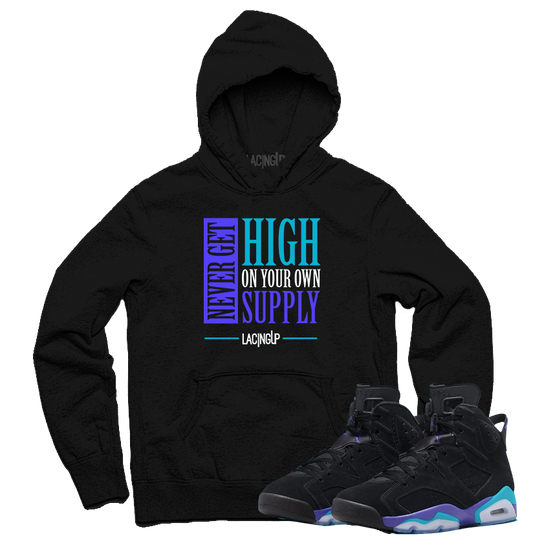Jordan 6 Aqua supply black hoodie-Lacing Up