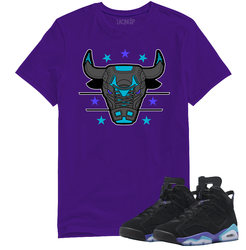 Jordan 6 Aqua bull purple tee-Lacing Up