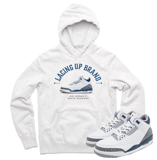 Jordan 3 white navy cement Lacing Up Brand white hoodie-Lacing Up
