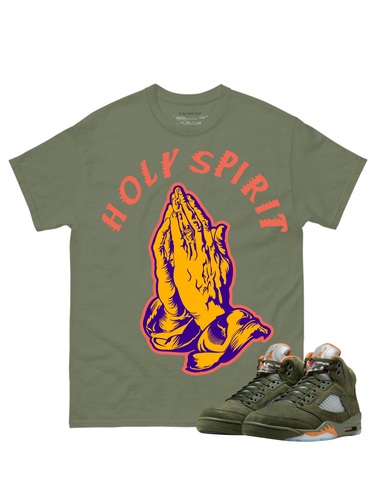 Jordan 5 Olive Holy Spirit olive tee-Lacing Up