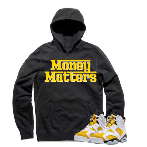 Jordan 6 Yellow Ochre money matters black hoodie-Lacing Up