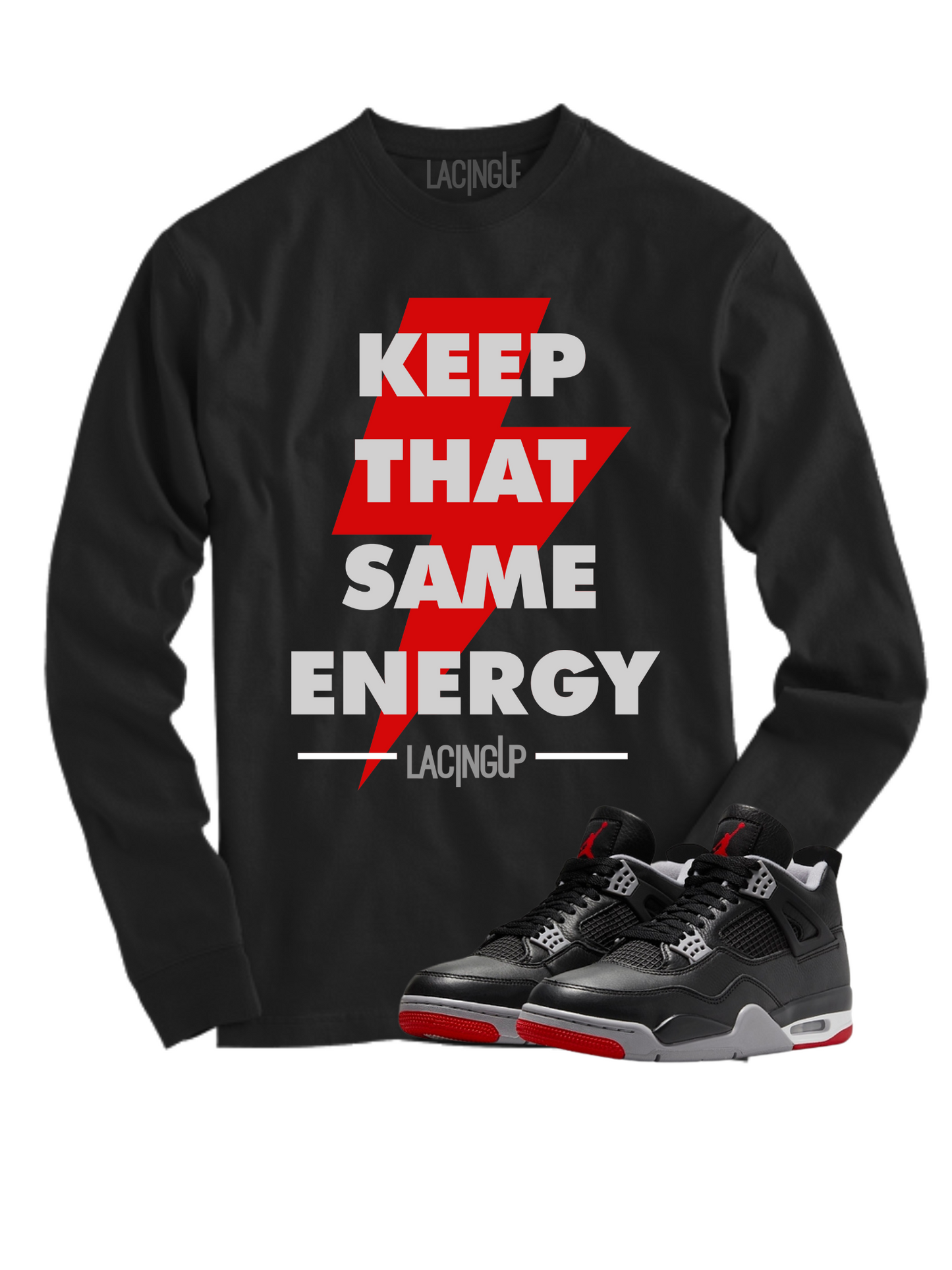 Jordan 4 Reimagined energy black long sleeve tee-Lacing Up