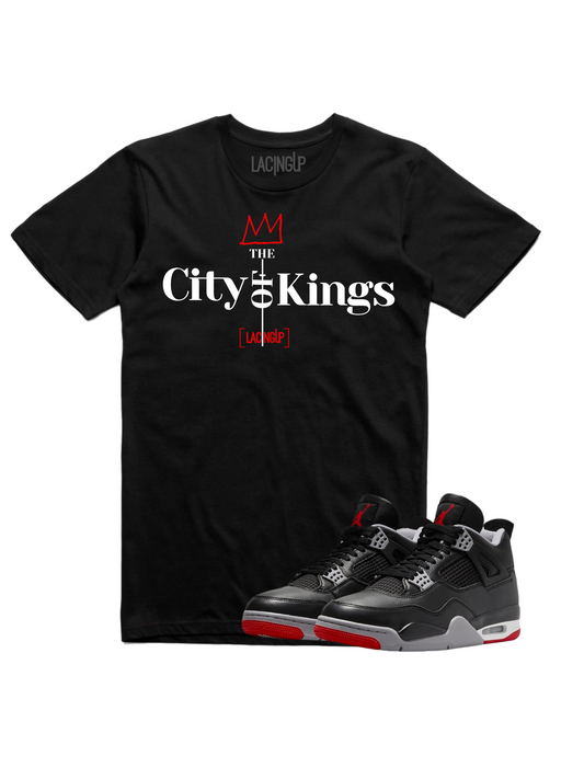 Jordan 4 reimagined city of kings black tee-Lacing Up