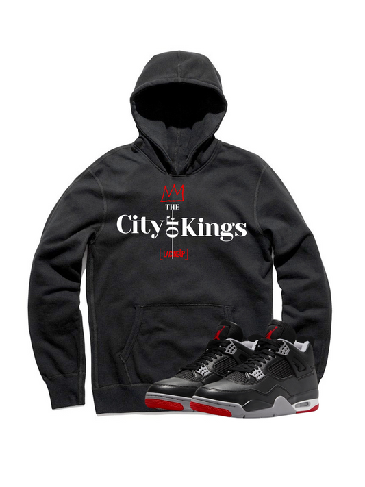 Jordan 4 reimagined city of kings black hoodie-Lacing Up