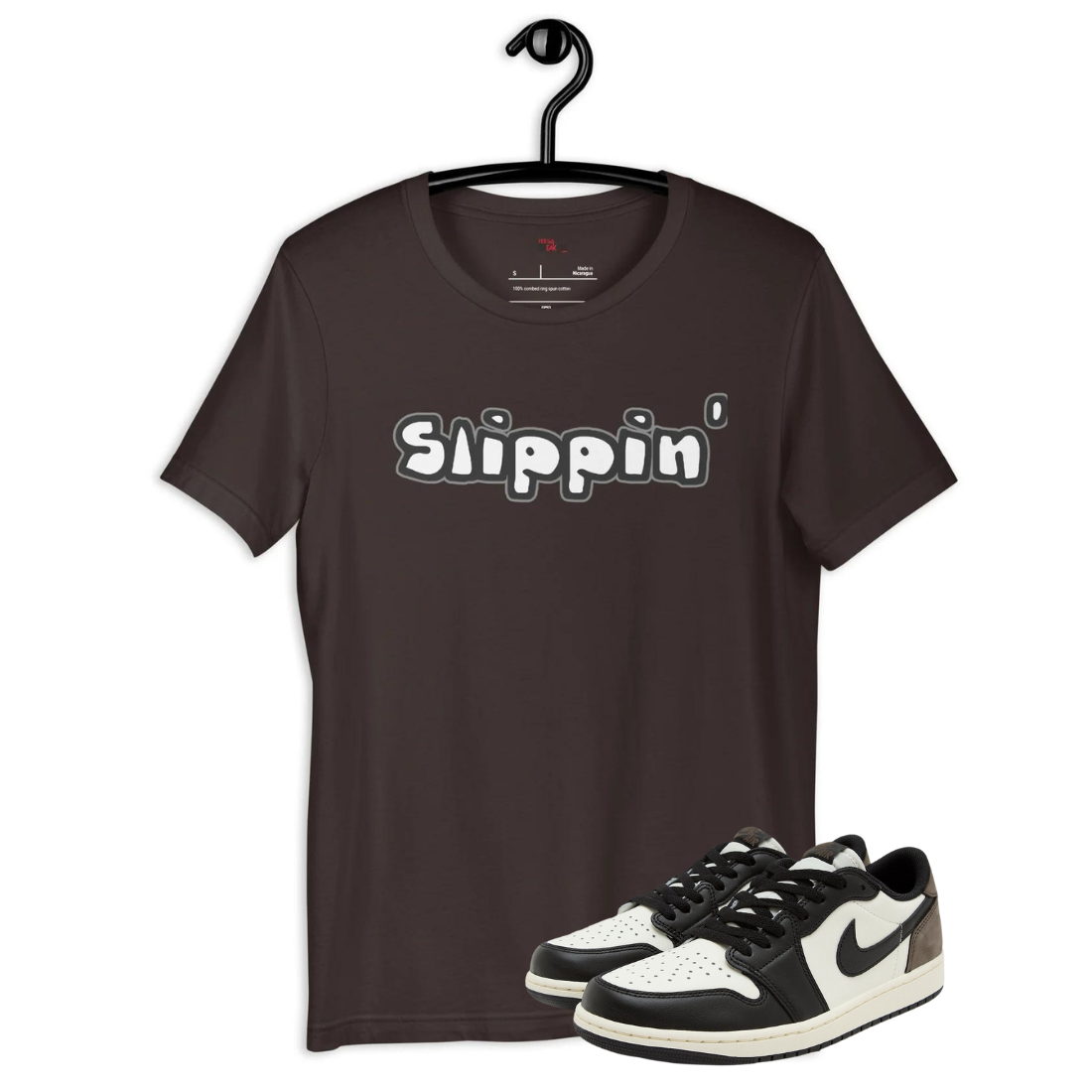 Jordan 1 low mocha slippin brown t-shirt