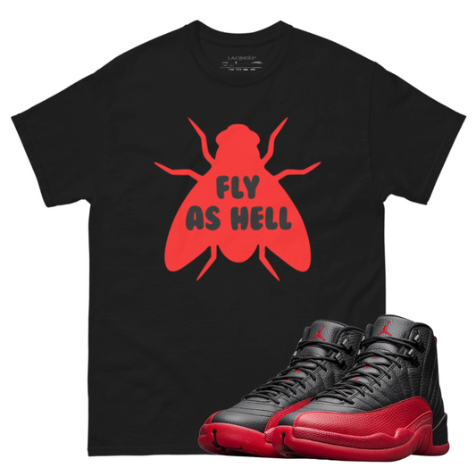 Jordan 12 Flu game fly black tee