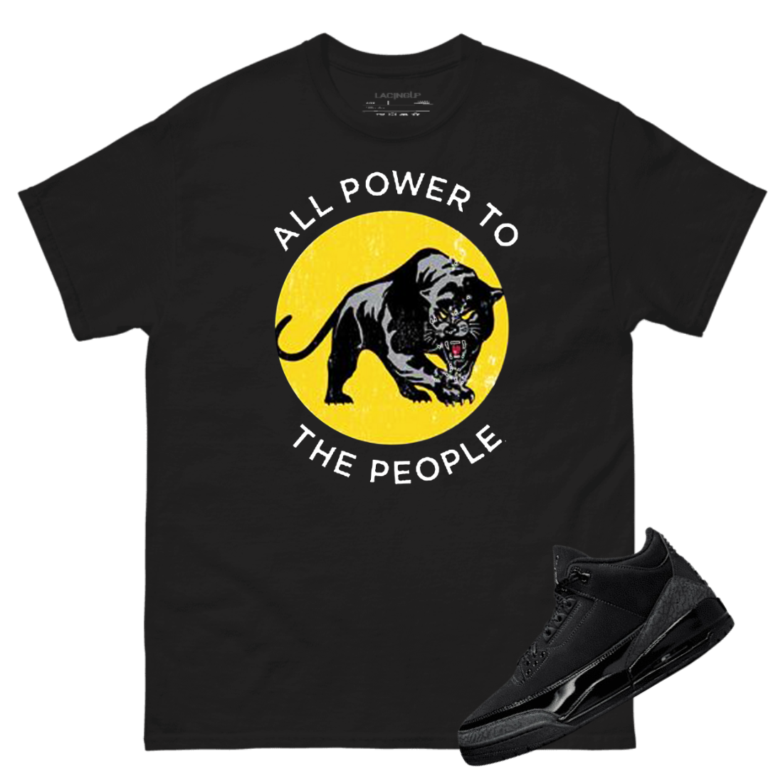 Jordan 3 Black Cat power to the people black tee