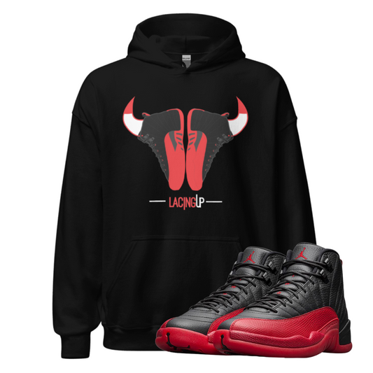 Jordan 12 Flu game horns black hoodie