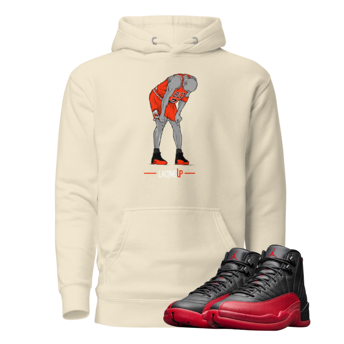 Jordan 12 Flu Game break tan hoodie