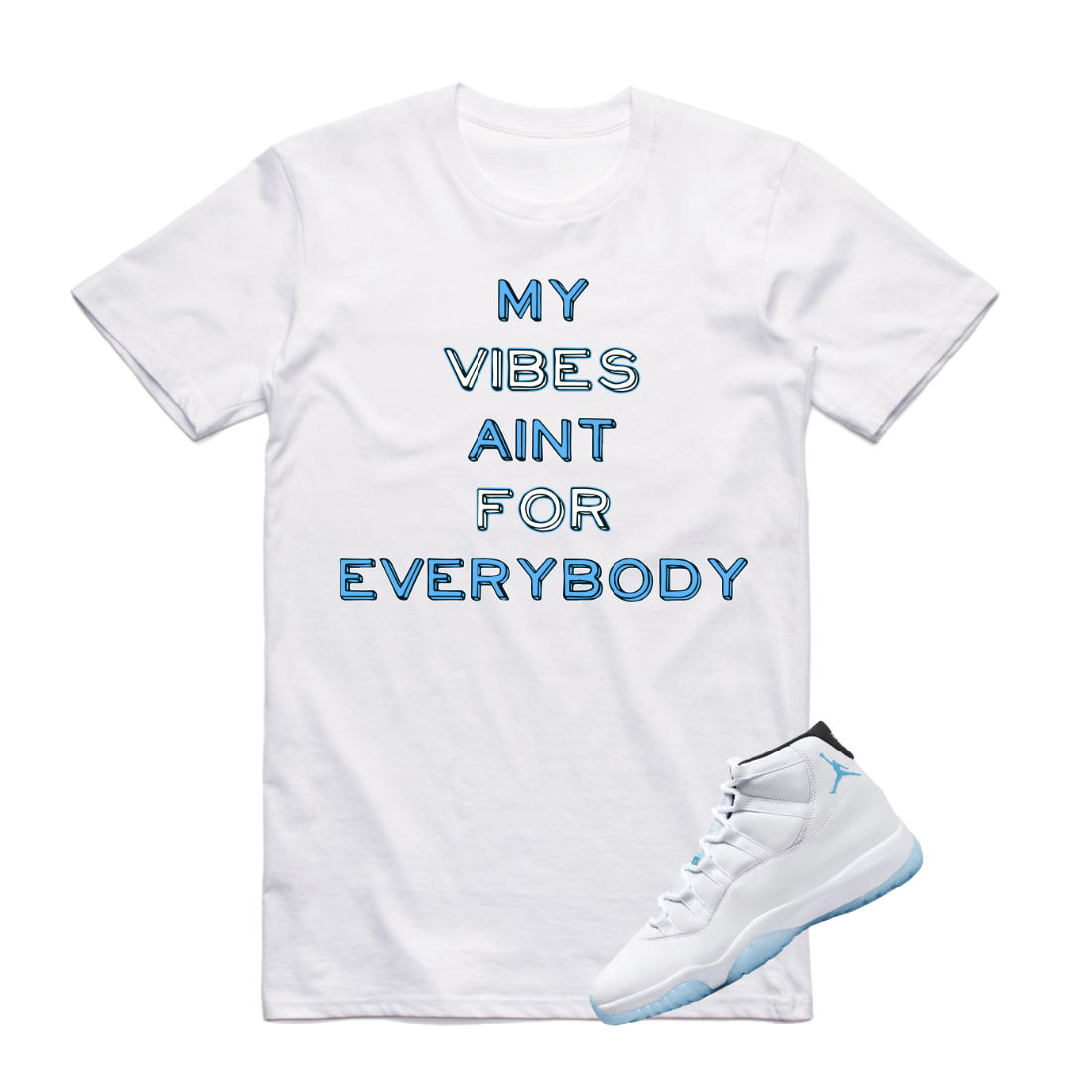 Jordan 11 Columbia vibes white tee