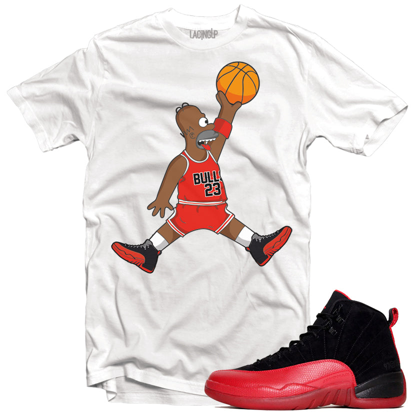 Jordan 12 Flu Game Homer white t-shirt