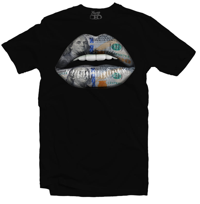 Money gloss lips black tee-Young Ceo