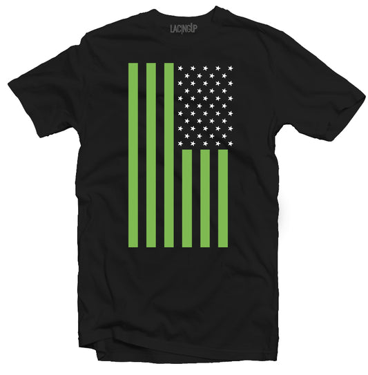 Green American Flag Black Tee - SneakerOutfits