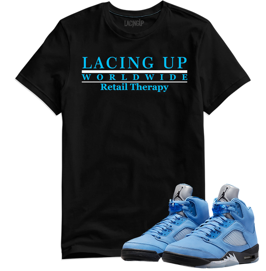 Jordan 5 Unc retail therapy black tee-Lacing Up